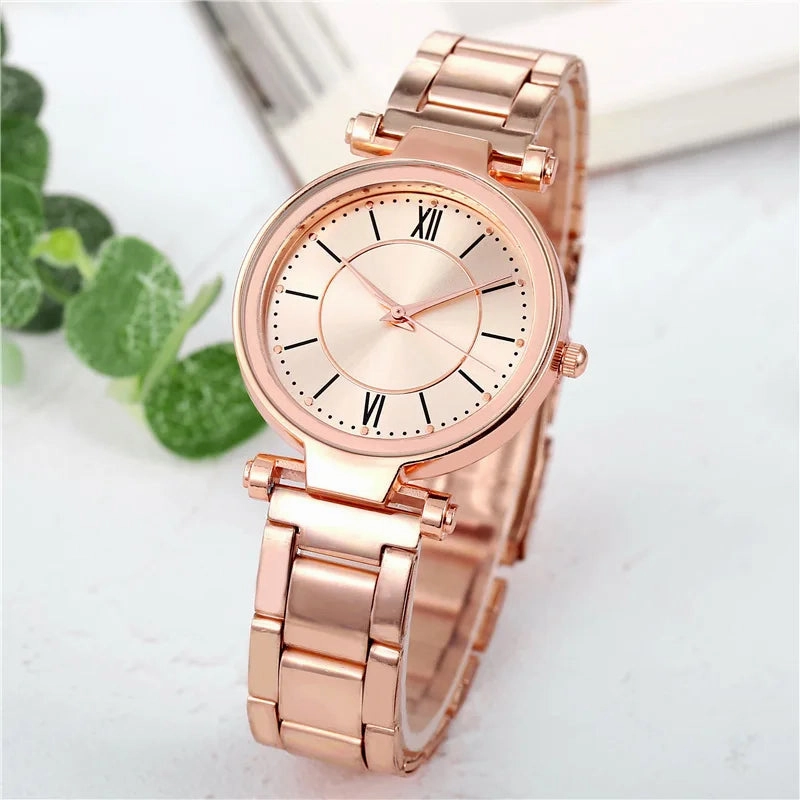 Luxury Rose Gold Stainless Steel Watches Female Classic Quartz