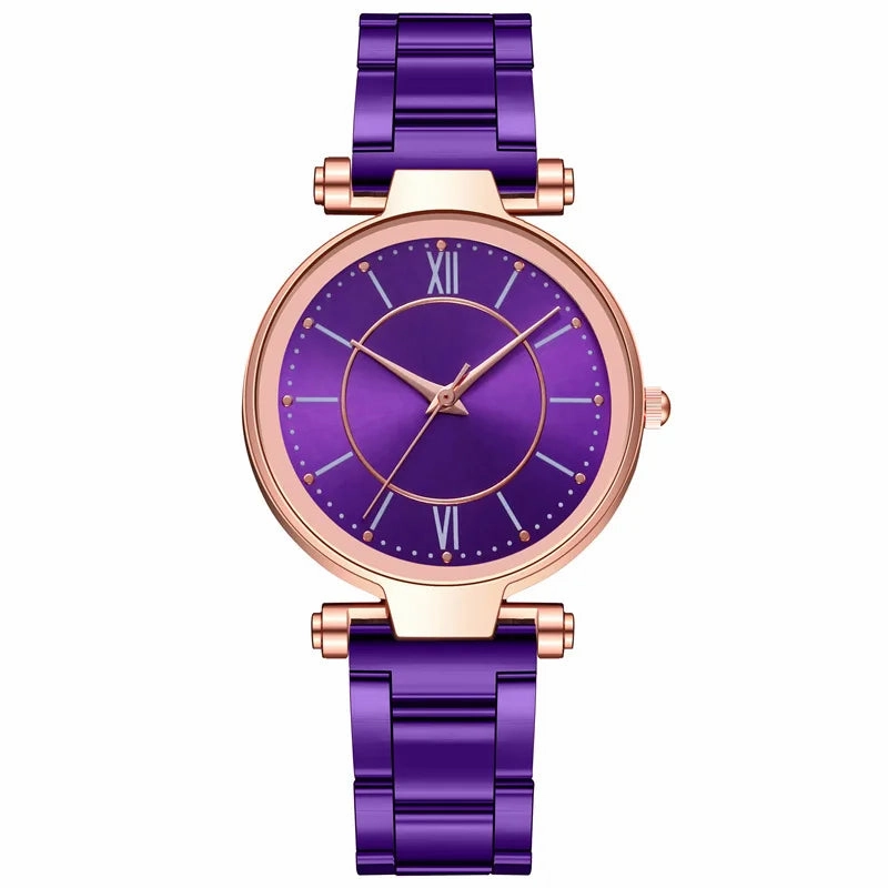 Luxury Rose Gold Stainless Steel Watches Female Classic Quartz