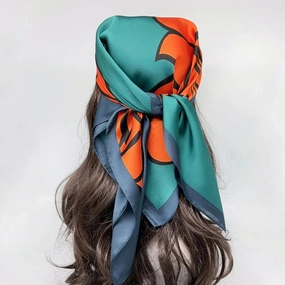 Luxury Silk Square Scarf for Women Cat Neck Tie Bandana 70cm