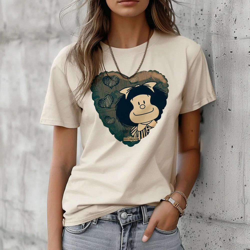 Mafalda Cartoon Graphic Tee for Women - Trendy Japanese Anime Streetwear Top in Casual Harajuku Style