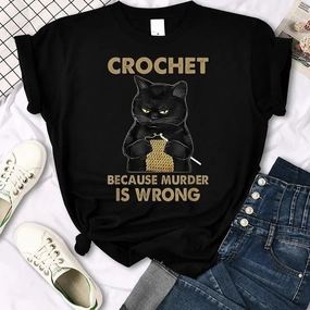 Manga-Inspired Summer T-Shirt for Women - Funny Crochet Design, Slim Fit Casual Tee, Perfect for Warm Days