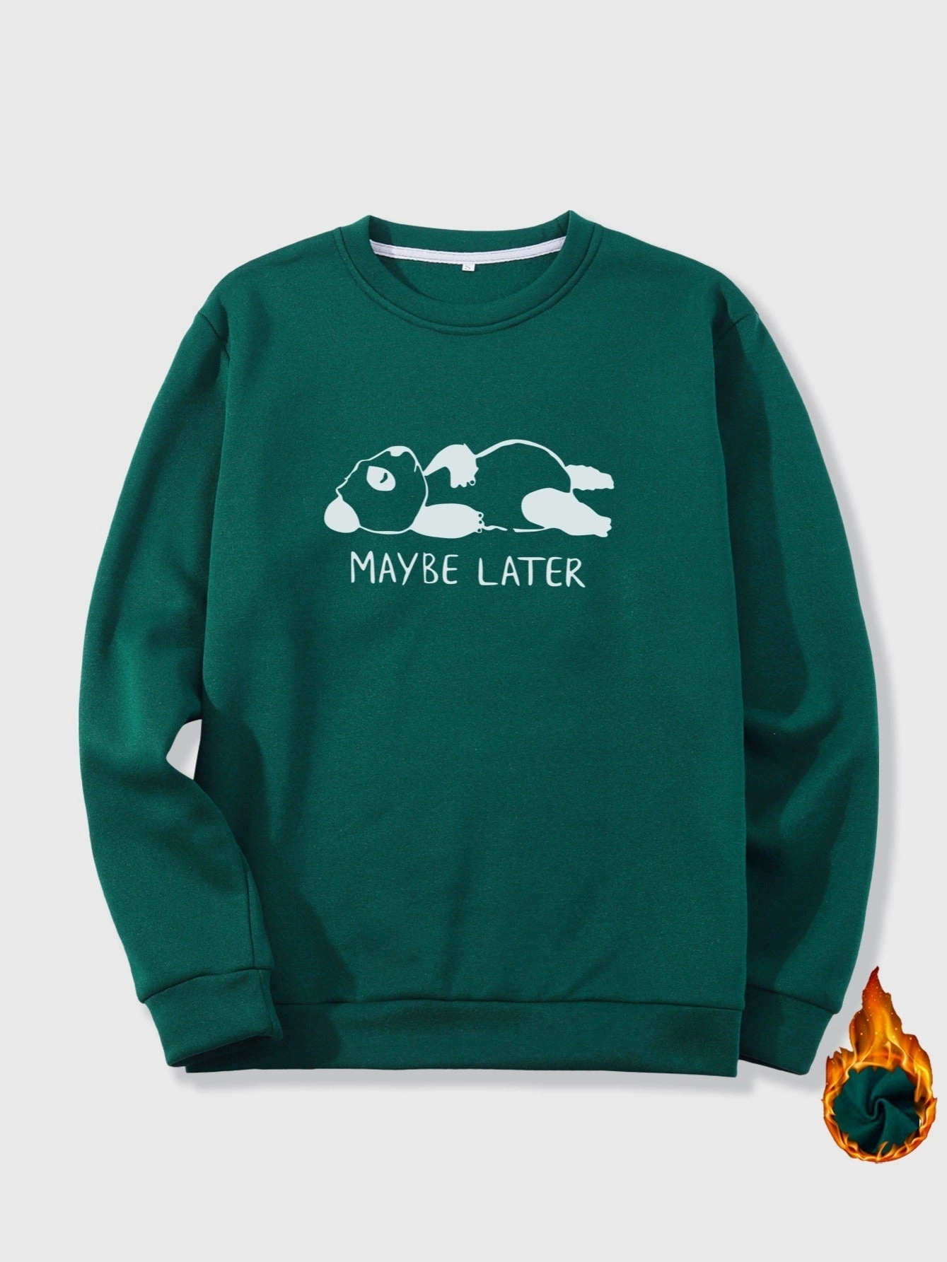 Men's Bear Graphic Print Fleece Crew Neck Sweatshirt