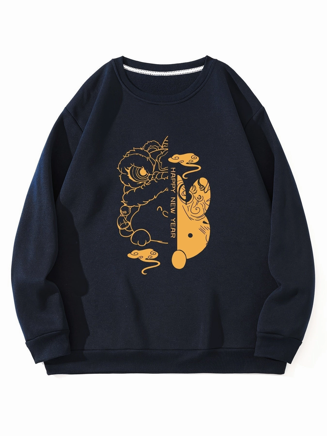 Men's Cartoon Rabbit Graphic Print Crew Neck Red Sweatshirt