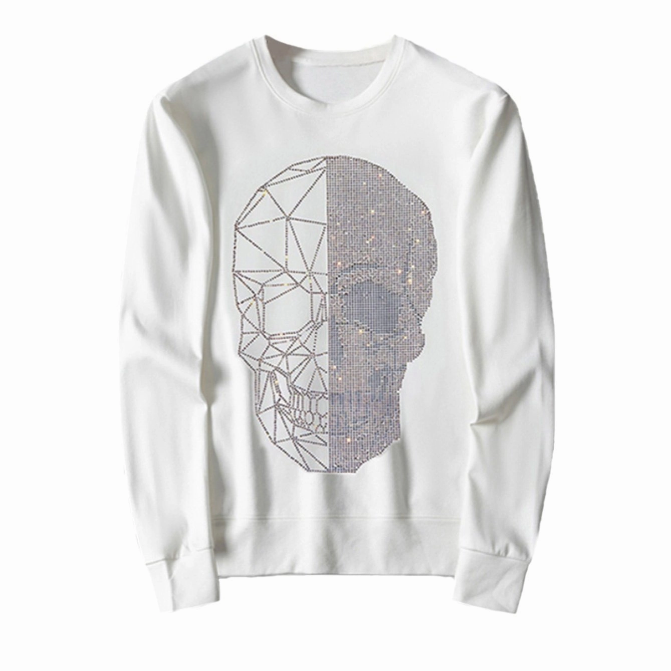 Men's Hip Hop Rhinestone Graphic Crewneck Pullover Sweatshirt