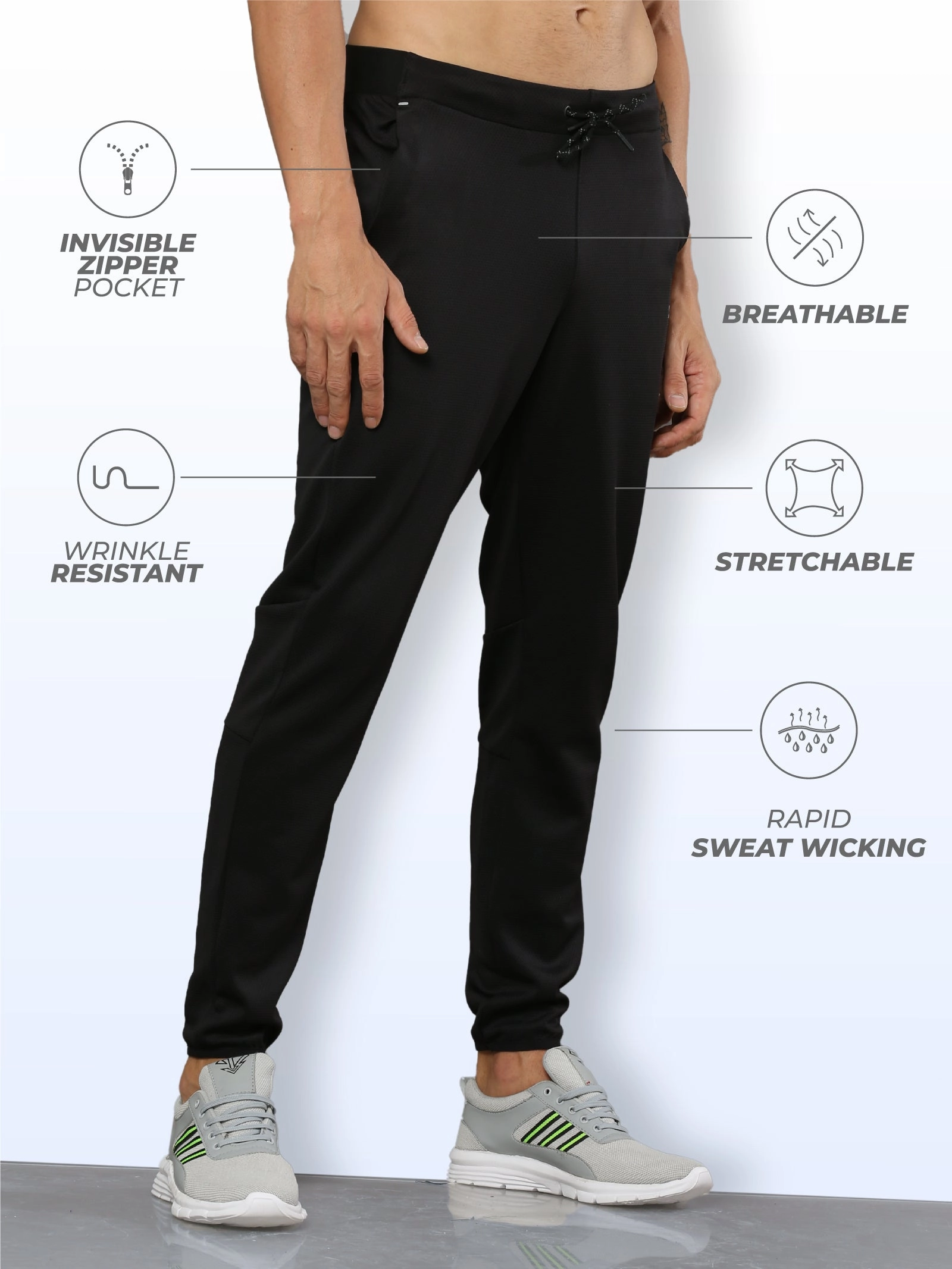Men's Solid Breathable Gym Track Pants