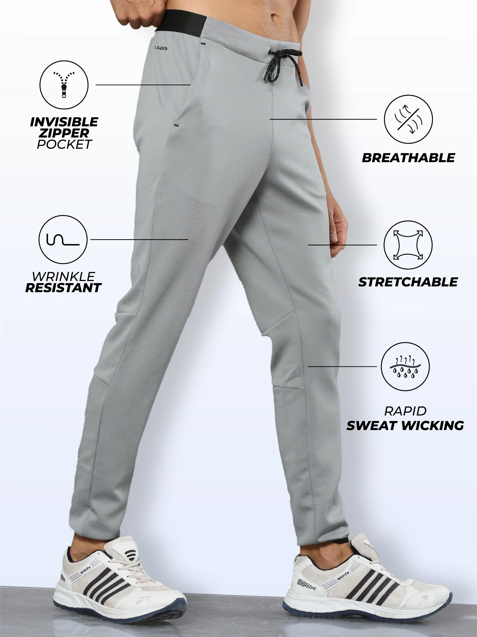 Men's Solid Breathable Gym Track Pants