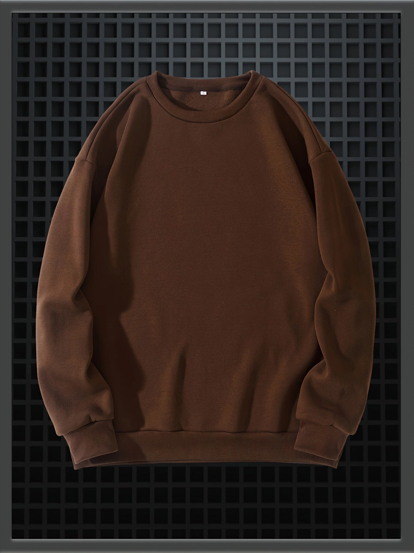 Men's Solid Fleece Crew Neck Pullover Long Sleeves Polyester Casual Trendy Sweatshirt