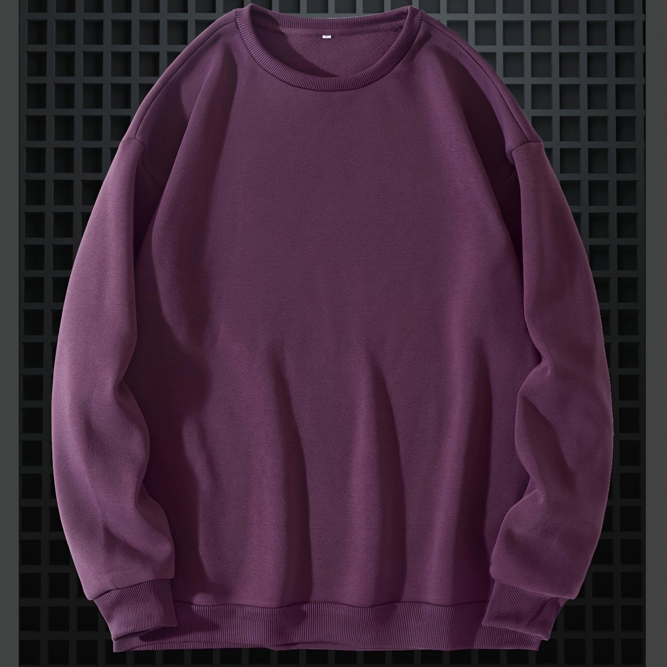 Men's Solid Fleece Crew Neck Pullover Long Sleeves Polyester Casual Trendy Sweatshirt