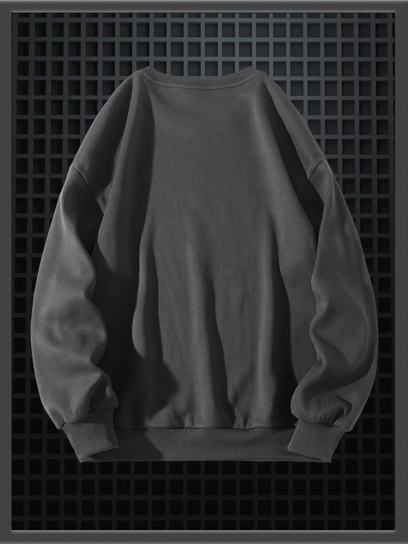 Men's Solid Fleece Crew Neck Pullover Long Sleeves Polyester Casual Trendy Sweatshirt