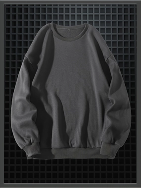 Men's Solid Fleece Crew Neck Pullover Long Sleeves Polyester Casual Trendy Sweatshirt
