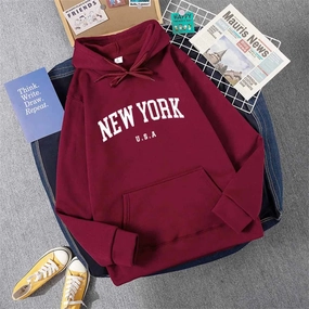 Men Women New York U.S.A City Hoodies Casual Pullover Fashion Graphic Sweatshirts Loose Fit Streetwear for Autumn Winter