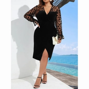 Mesh Large Size Formal Dress Women Slim Long Skirt Vintage Evening Party