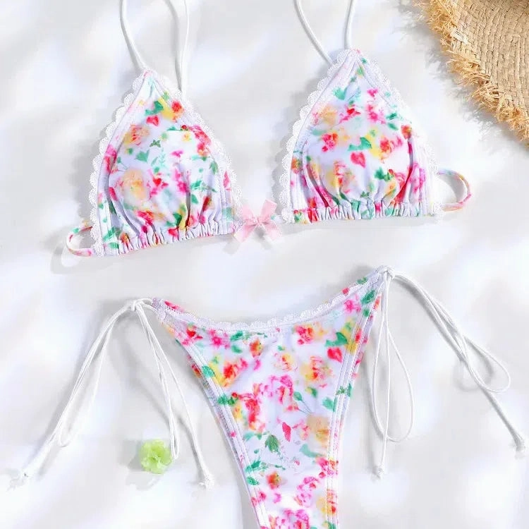 Mini Bowknot Bikinis Set for Women Patchwork Swimsuit