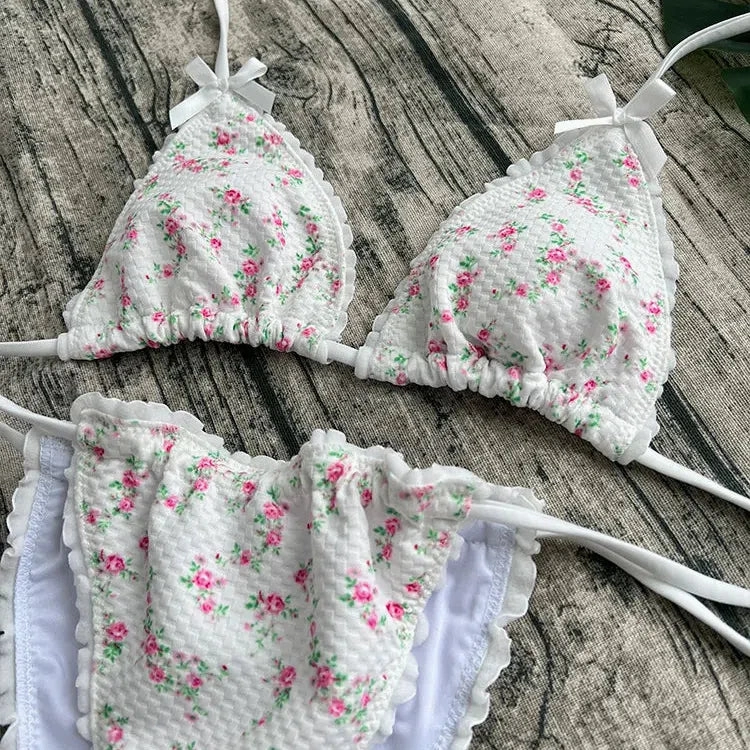 Mini Bowknot Bikinis Set for Women Patchwork Swimsuit