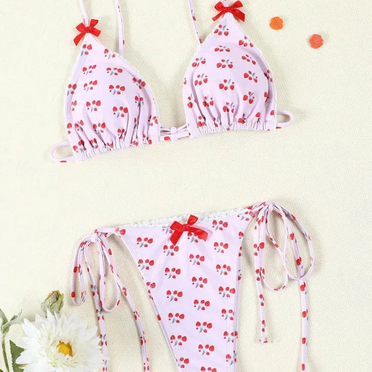 Mini Bowknot Bikinis Set for Women Patchwork Swimsuit
