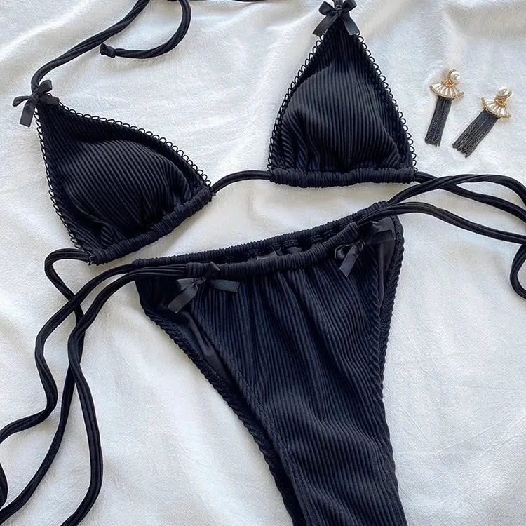 Mini Bowknot Bikinis Set for Women Patchwork Swimsuit
