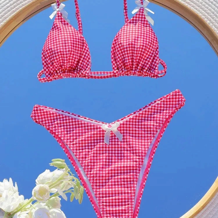 Mini Bowknot Bikinis Set for Women Patchwork Swimsuit