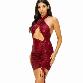 Mini Sexy Bodycon Summer Dress Women Birthday Stretch Sequins