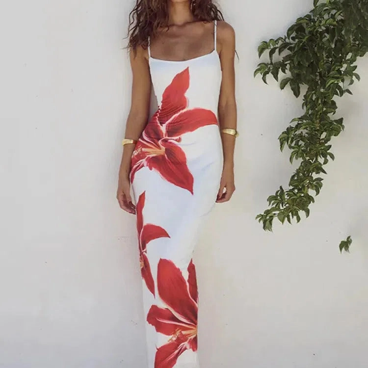 Mozision Floreal Print Long Dress For Women Gown Summer Midi