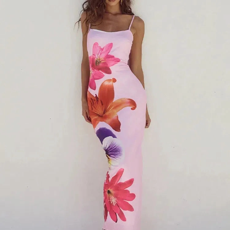 Mozision Floreal Print Long Dress For Women Gown Summer Midi