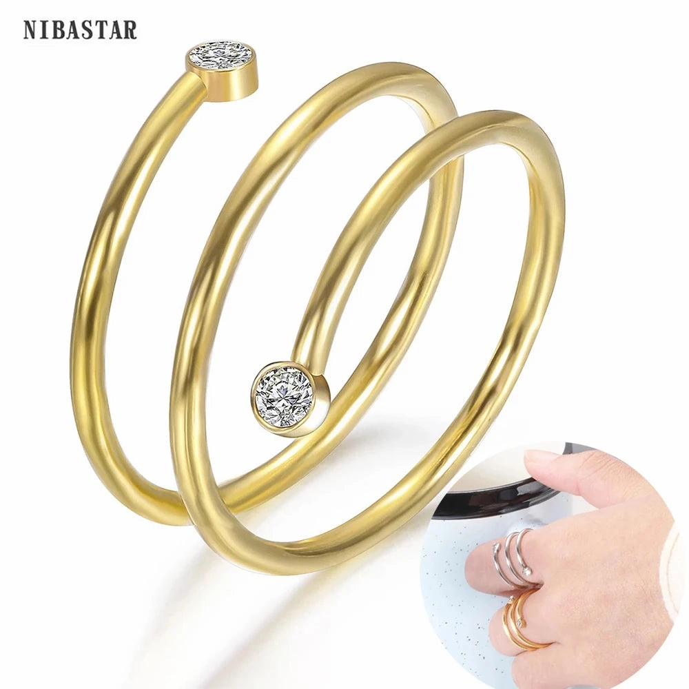 Multi-Layered Winding Rings For Women Girl Minimalist Jewelry