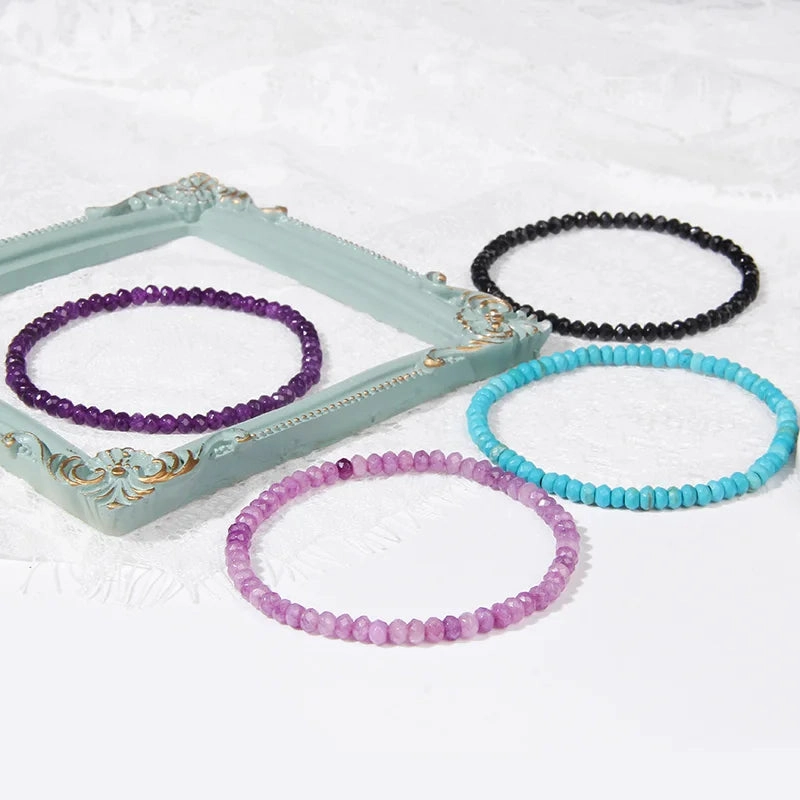 Multicolor Stone Beaded Bracelet For Women Men Amethysts Quartzs Fashion Small Beaded Bracelet