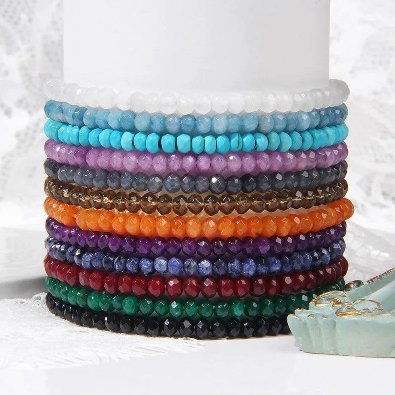 Multicolor Stone Beaded Bracelet For Women Men Amethysts Quartzs Fashion Small Beaded Bracelet