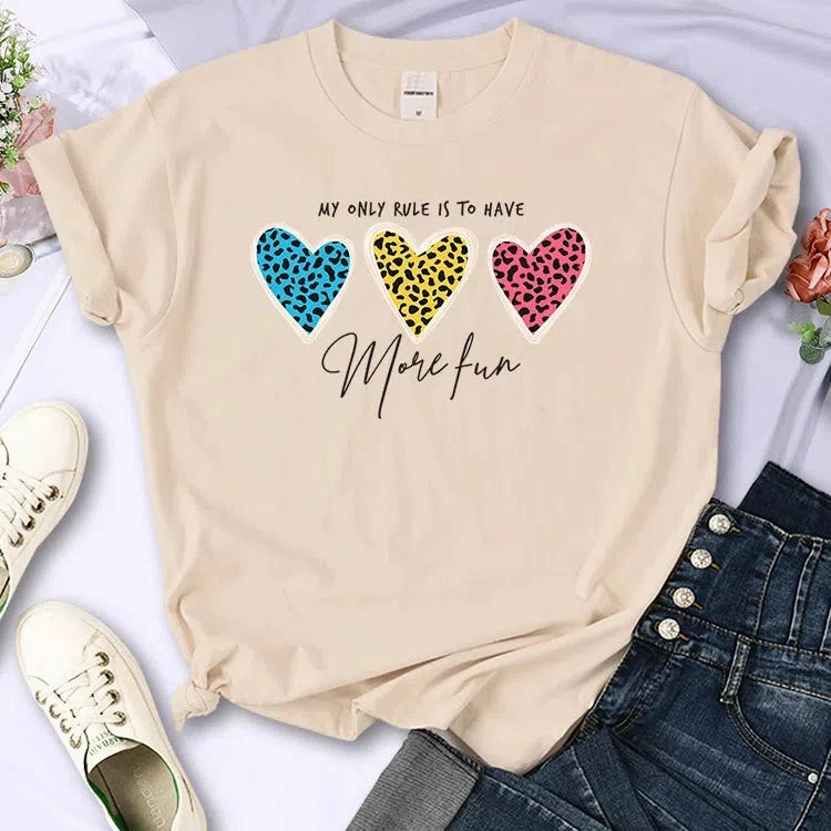 My Only Rule Is To Have More Fun Print T-Shirts Women Summer Cool Tee Fashion O-Neck Short Sleeve Stylish Casual Shirt