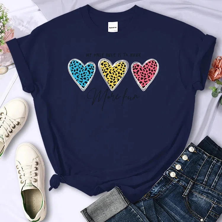 My Only Rule Is To Have More Fun Print T-Shirts Women Summer Cool Tee Fashion O-Neck Short Sleeve Stylish Casual Shirt
