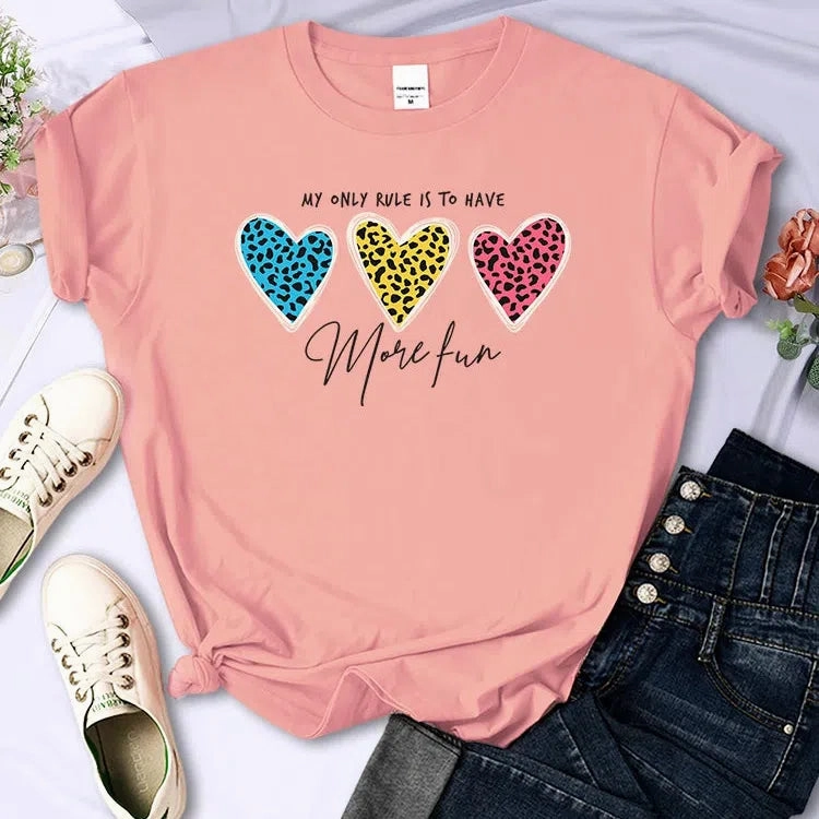 My Only Rule Is To Have More Fun Print T-Shirts Women Summer Cool Tee Fashion O-Neck Short Sleeve Stylish Casual Shirt