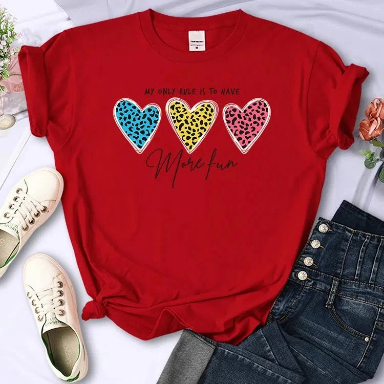 My Only Rule Is To Have More Fun Print T-Shirts Women Summer Cool Tee Fashion O-Neck Short Sleeve Stylish Casual Shirt