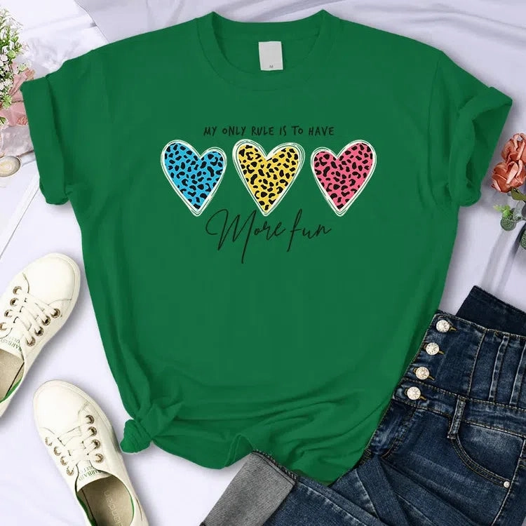 My Only Rule Is To Have More Fun Print T-Shirts Women Summer Cool Tee Fashion O-Neck Short Sleeve Stylish Casual Shirt