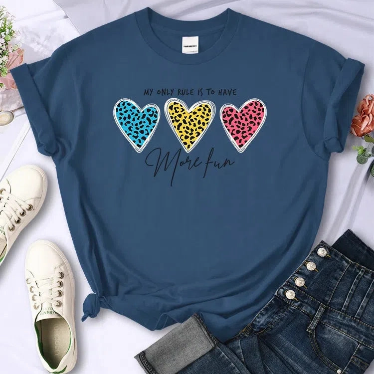 My Only Rule Is To Have More Fun Print T-Shirts Women Summer Cool Tee Fashion O-Neck Short Sleeve Stylish Casual Shirt