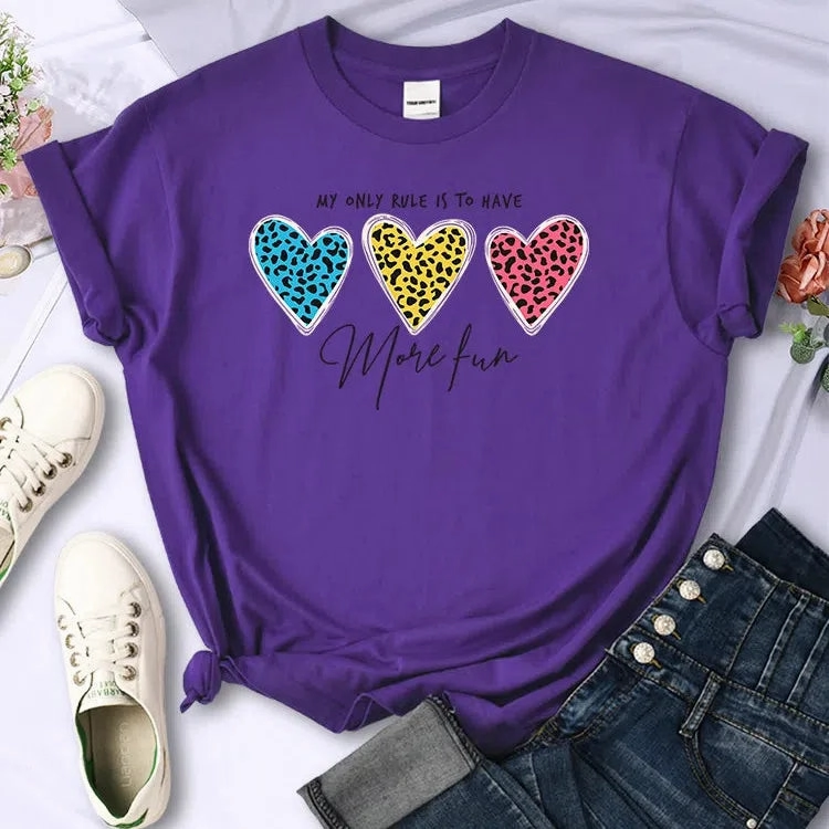 My Only Rule Is To Have More Fun Print T-Shirts Women Summer Cool Tee Fashion O-Neck Short Sleeve Stylish Casual Shirt
