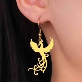 My Shape Phoenix Fire Bird Dangle Earrings for Women