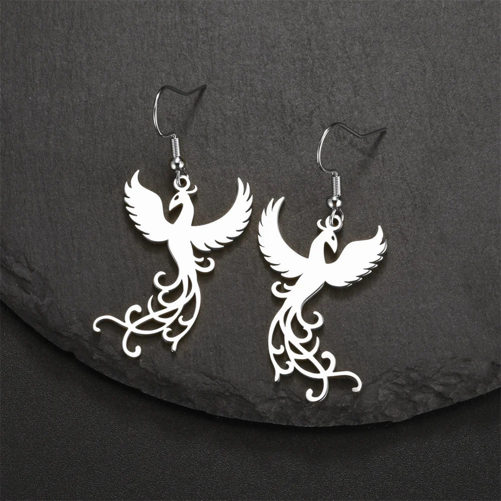 My Shape Phoenix Fire Bird Dangle Earrings for Women