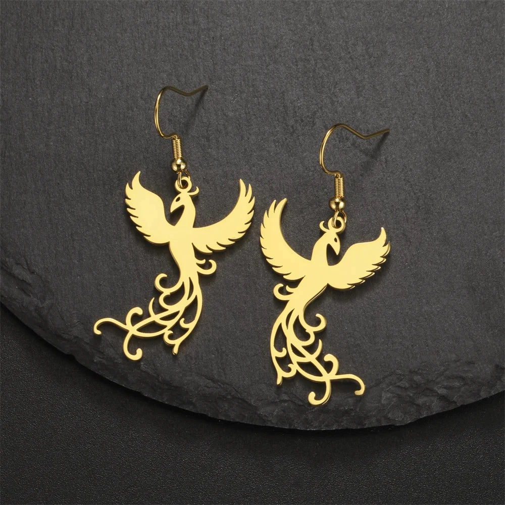 My Shape Phoenix Fire Bird Dangle Earrings for Women