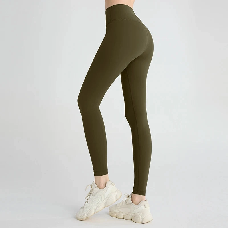Naked Feeling Yoga Leggings High Waisted Hip Lifting Fitness Ankle Length Breathable Sports Pants for Running and Cycling