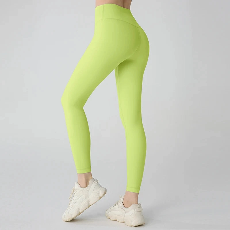 Naked Feeling Yoga Leggings High Waisted Hip Lifting Fitness Ankle Length Breathable Sports Pants for Running and Cycling