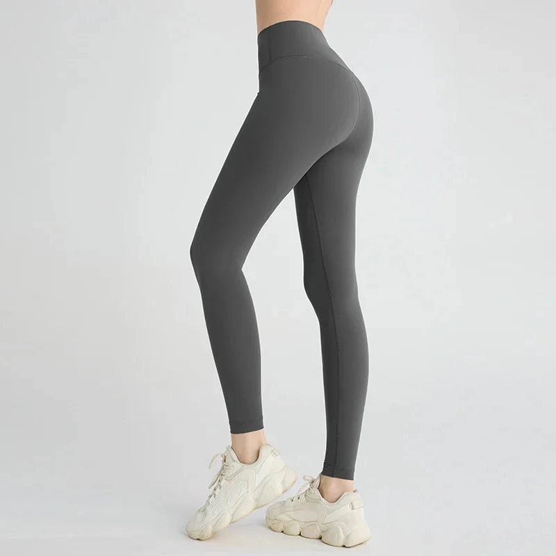 Naked Feeling Yoga Leggings High Waisted Hip Lifting Fitness Ankle Length Breathable Sports Pants for Running and Cycling