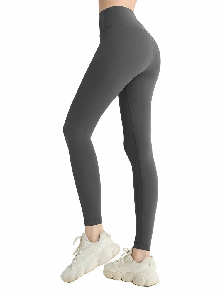 Naked Feeling Yoga Leggings High Waisted Hip Lifting Fitness Ankle Length Breathable Sports Pants for Running and Cycling