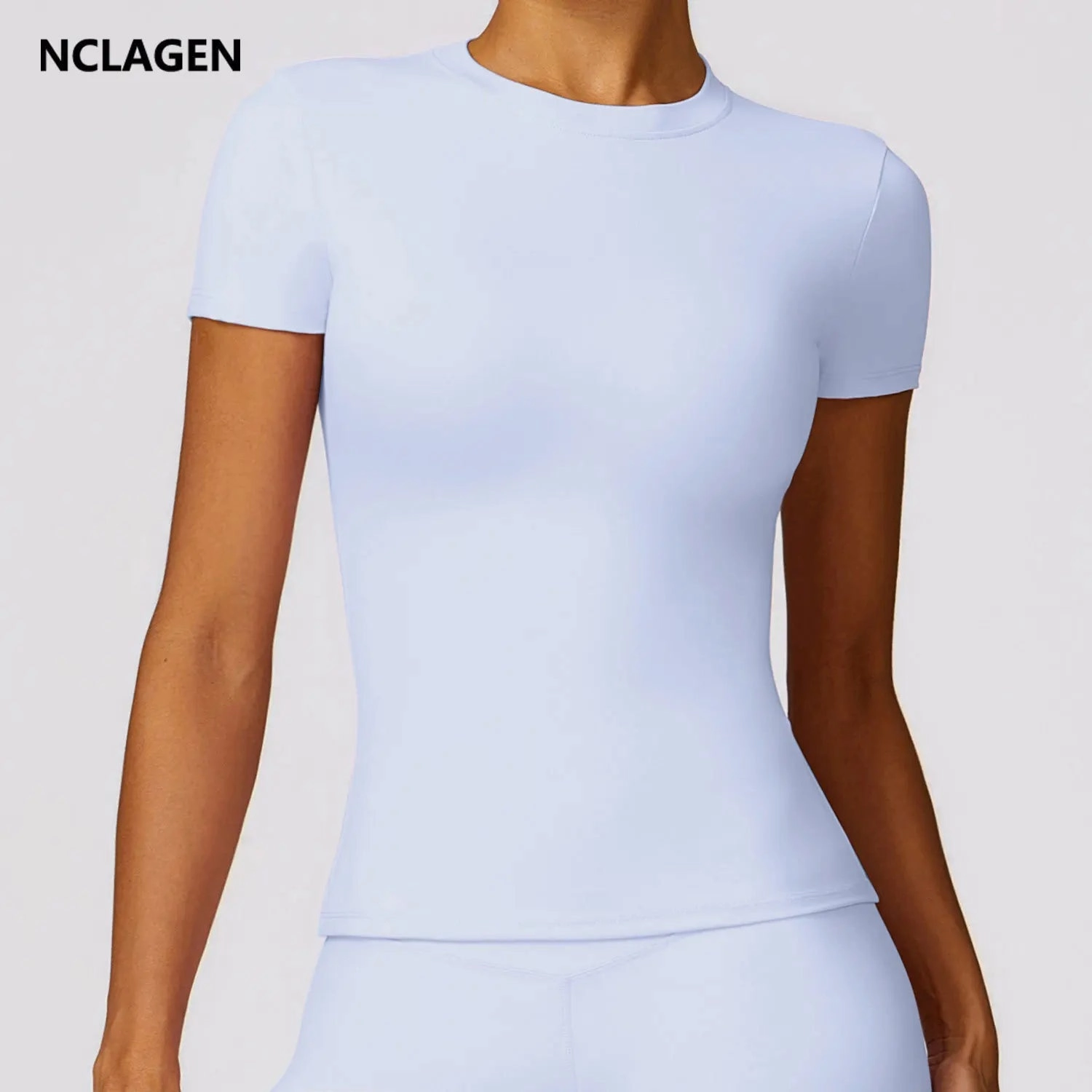 NCLAGEN Gym Top Women Short Sleeve Workout T Shirt Activewear