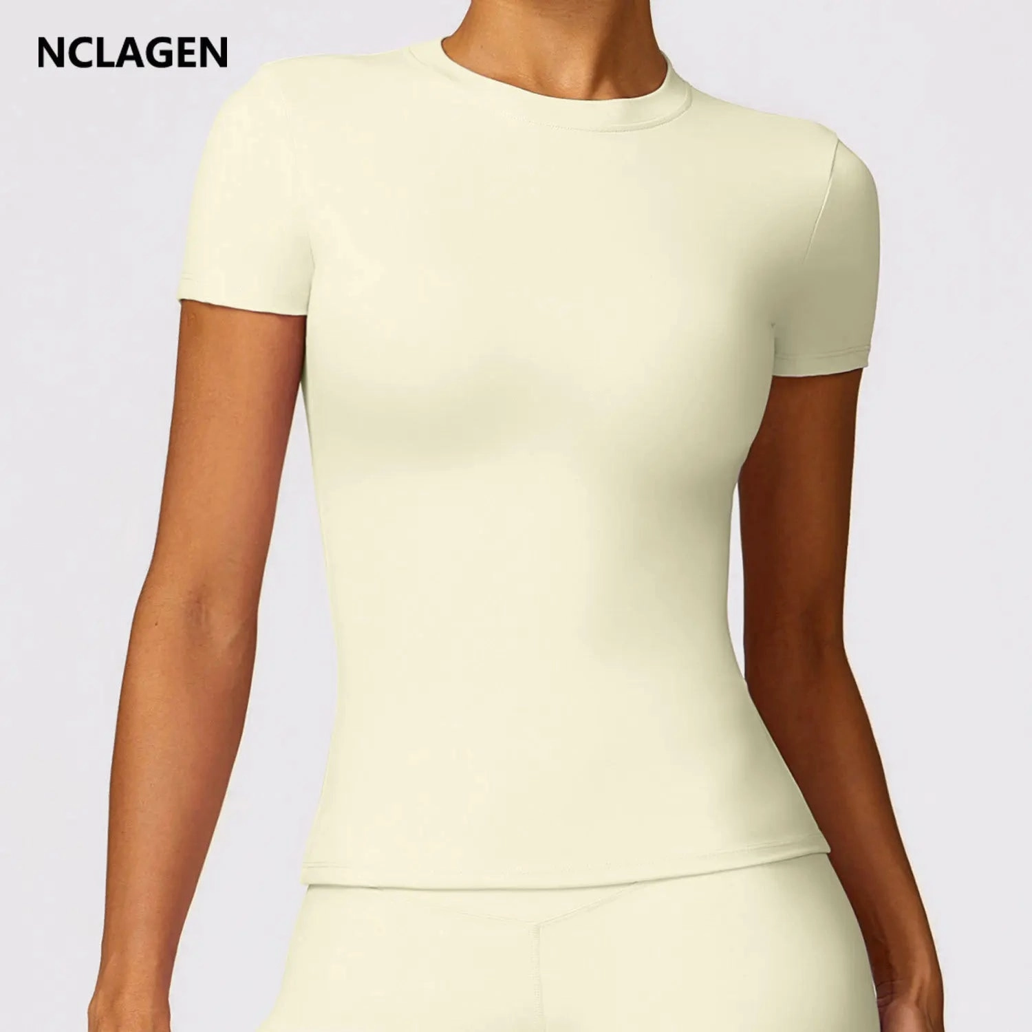 NCLAGEN Gym Top Women Short Sleeve Workout T Shirt Activewear