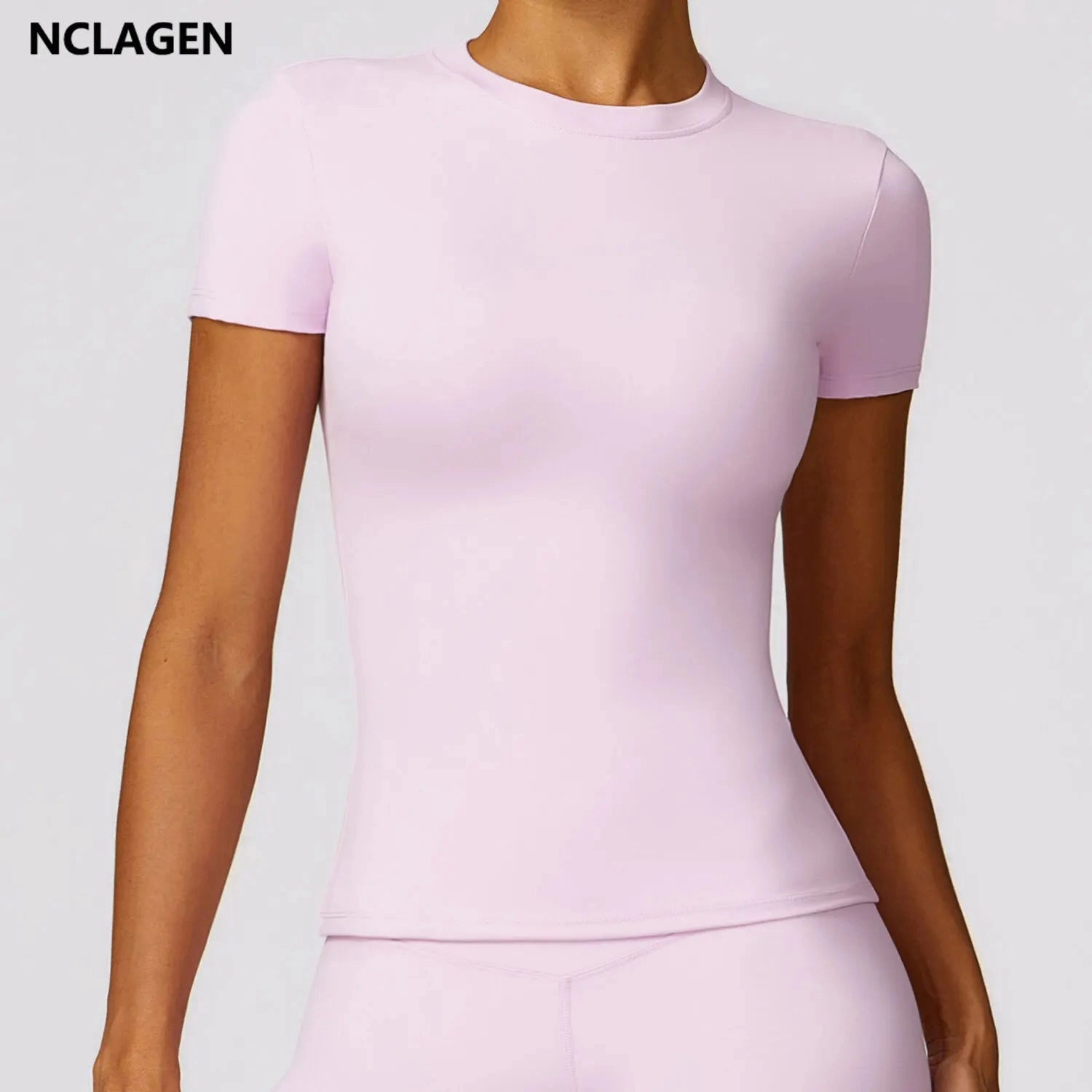 NCLAGEN Gym Top Women Short Sleeve Workout T Shirt Activewear