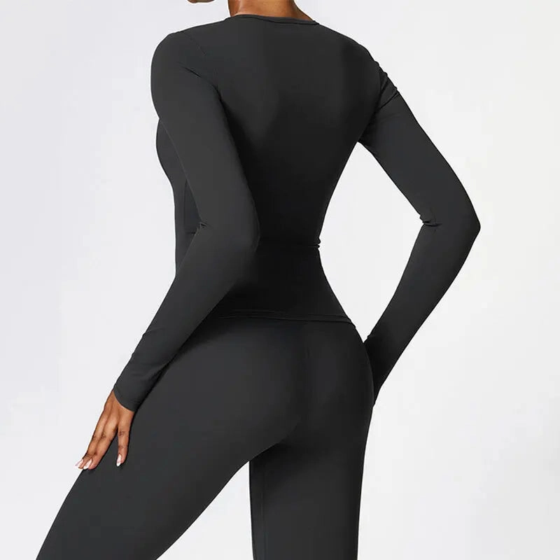 NCLAGEN Long Sleeve Workout Top Gym Pilates Clothes Women Active Wear Sports Shirt Elastic Fitness Yoga Clothing Running Shirts
