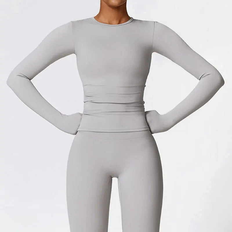 NCLAGEN Long Sleeve Workout Top Gym Pilates Clothes Women Active Wear Sports Shirt Elastic Fitness Yoga Clothing Running Shirts