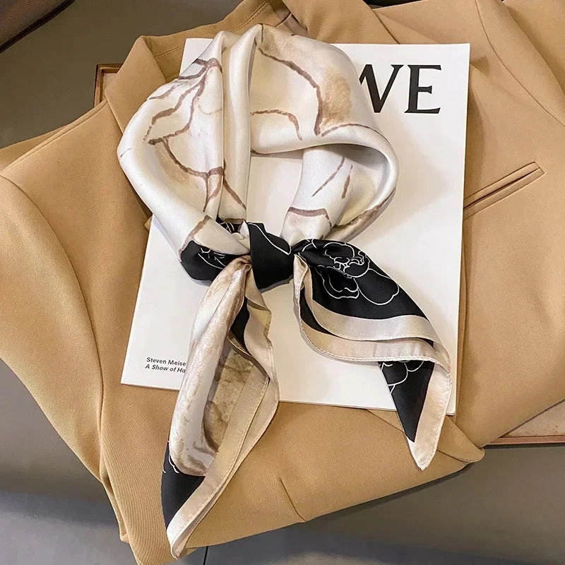 Neckerchief Female Luxury Square Scarf for Women Silk Shawl