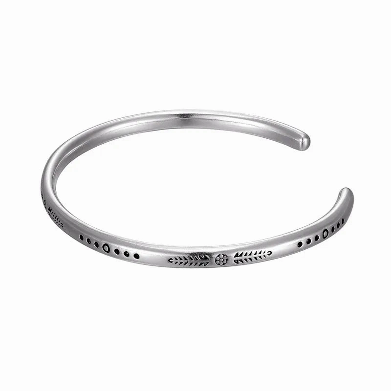 New Arrival Vintage Silver Fish Pattern Open Bracelet Bangle