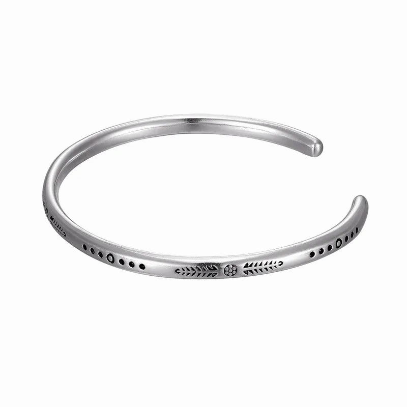 New Arrival Vintage Silver Fish Pattern Open Bracelet Bangle
