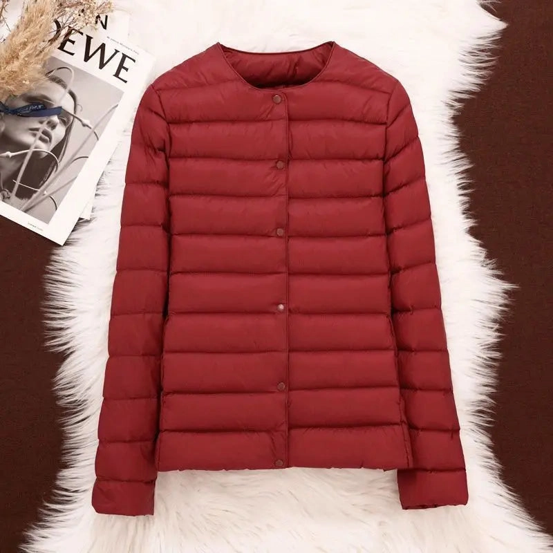 New Arrivlas Woemn Winter Warm White Duck Down Liner Puffer Jackets Female Korean Slim Fit O-neck Variable V-neck Down Coat